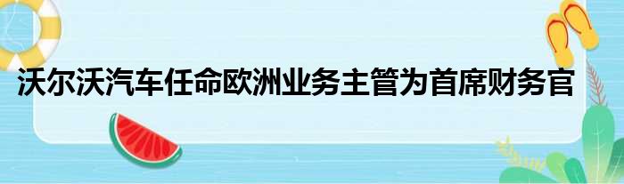 沃尔沃汽车任命欧洲业务主管为首席财务官