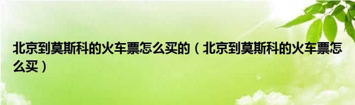  北京到莫斯科的火车票怎么买的（北京到莫斯科的火车票怎么买）