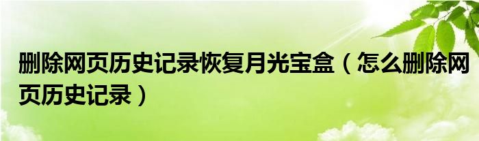  删除网页历史记录恢复月光宝盒（怎么删除网页历史记录）