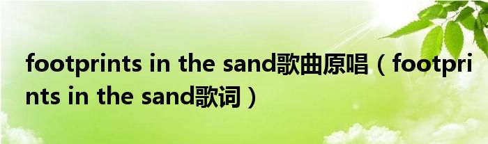  footprints in the sand歌曲原唱（footprints in the sand歌词）