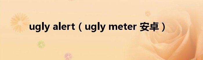  ugly alert（ugly meter 安卓）