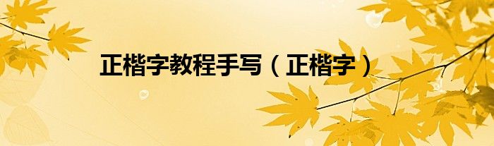  正楷字教程手写（正楷字）