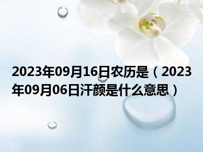 2023年09月16日农历是（2023年09月06日汗颜是什么意思）