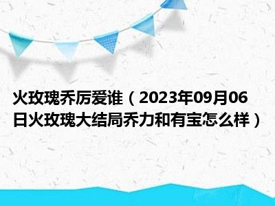 火玫瑰乔厉爱谁（2023年09月06日火玫瑰大结局乔力和有宝怎么样）