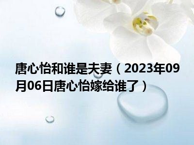 唐心怡和谁是夫妻（2023年09月06日唐心怡嫁给谁了）