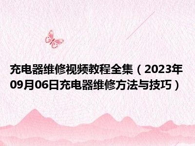 充电器维修视频教程全集（2023年09月06日充电器维修方法与技巧）