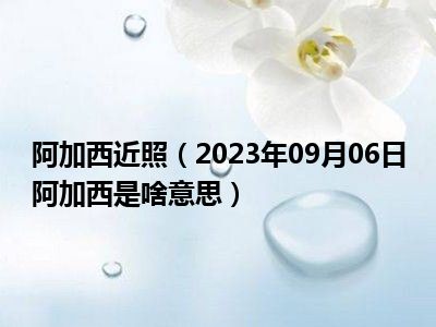 阿加西近照（2023年09月06日阿加西是啥意思）