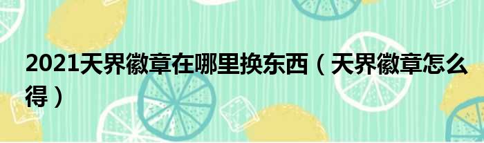 2021天界徽章在哪里换东西（天界徽章怎么得）