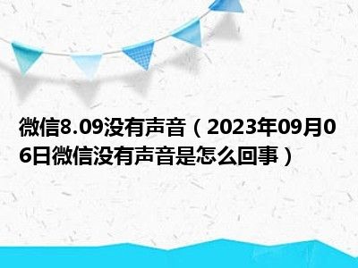 微信8.09没有声音（2023年09月06日微信没有声音是怎么回事）