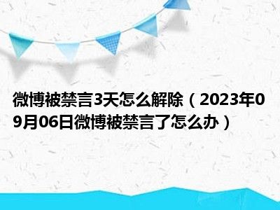 微博被禁言3天怎么解除（2023年09月06日微博被禁言了怎么办）