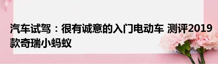 汽车试驾：很有诚意的入门电动车 测评2019款奇瑞小蚂蚁