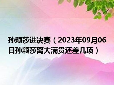 孙颖莎进决赛（2023年09月06日孙颖莎离大满贯还差几项）