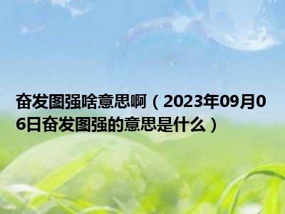 奋发图强啥意思啊（2023年09月06日奋发图强的意思是什么）