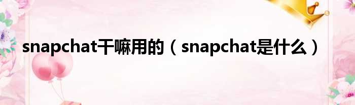 snapchat干嘛用的（snapchat是什么）