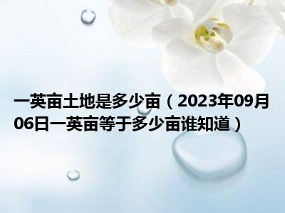 一英亩土地是多少亩（2023年09月06日一英亩等于多少亩谁知道）