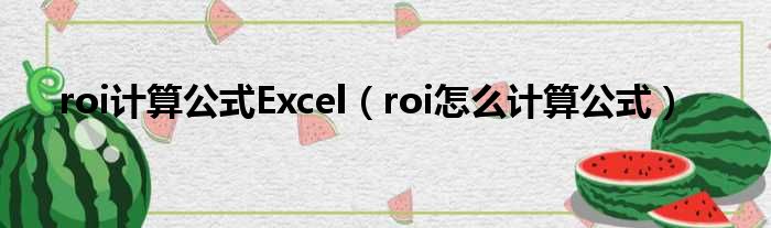 roi计算公式Excel（roi怎么计算公式）