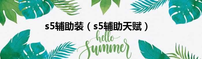 s5辅助装（s5辅助天赋）