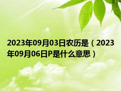 2023年09月03日农历是（2023年09月06日P是什么意思）