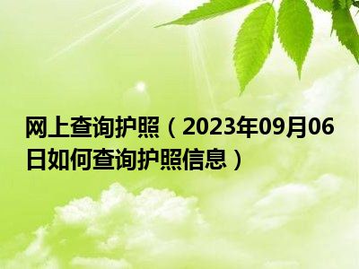 网上查询护照（2023年09月06日如何查询护照信息）