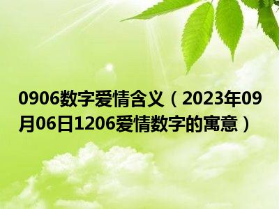 0906数字爱情含义（2023年09月06日1206爱情数字的寓意）