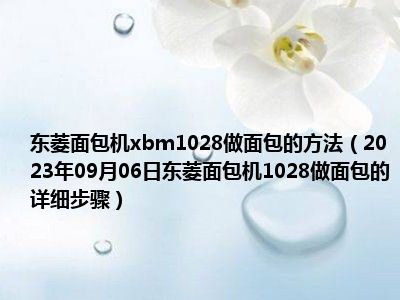 东菱面包机xbm1028做面包的方法（2023年09月06日东菱面包机1028做面包的详细步骤）