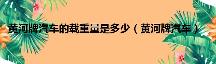 黄河牌汽车的载重量是多少（黄河牌汽车）