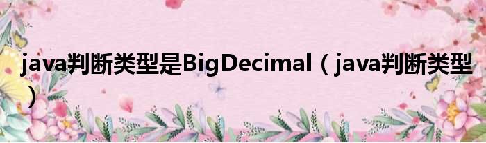 java判断类型是BigDecimal（java判断类型）