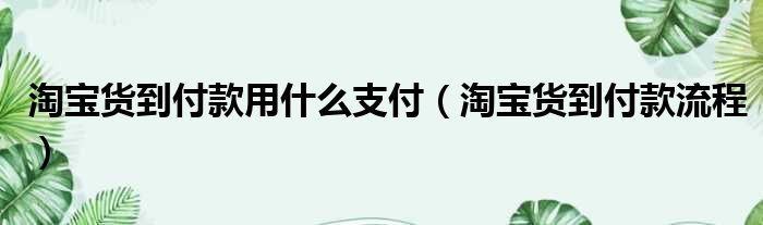 淘宝货到付款用什么支付（淘宝货到付款流程）