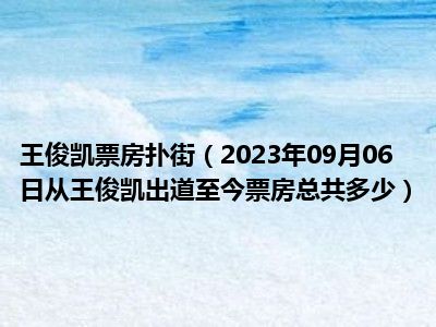 王俊凯票房扑街（2023年09月06日从王俊凯出道至今票房总共多少）