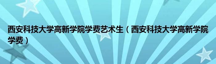  西安科技大学高新学院学费艺术生（西安科技大学高新学院学费）