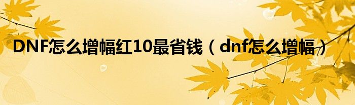  DNF怎么增幅红10最省钱（dnf怎么增幅）