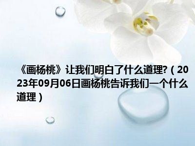 《画杨桃》让我们明白了什么道理 （2023年09月06日画杨桃告诉我们一个什么道理）