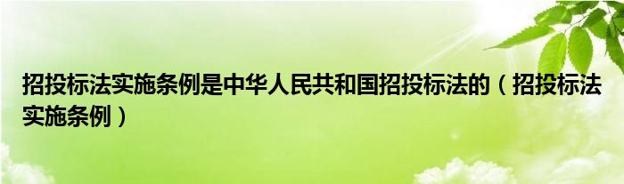  招投标法实施条例是中华人民共和国招投标法的（招投标法实施条例）