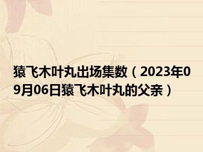 猿飞木叶丸出场集数（2023年09月06日猿飞木叶丸的父亲）