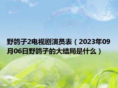 野鸽子2电视剧演员表（2023年09月06日野鸽子的大结局是什么）