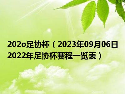 202o足协杯（2023年09月06日2022年足协杯赛程一览表）