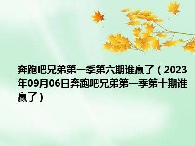 奔跑吧兄弟第一季第六期谁赢了（2023年09月06日奔跑吧兄弟第一季第十期谁赢了）