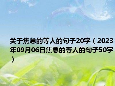 关于焦急的等人的句子20字（2023年09月06日焦急的等人的句子50字）