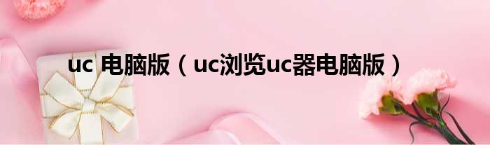 uc 电脑版（uc浏览uc器电脑版）