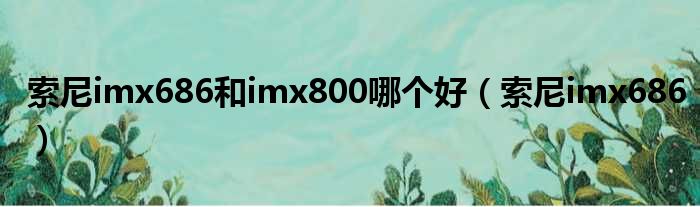 索尼imx686和imx800哪个好（索尼imx686）