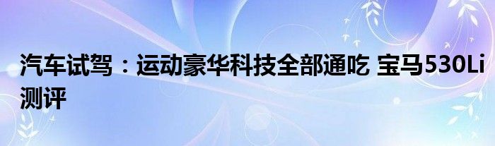 汽车试驾：运动豪华科技全部通吃 宝马530Li测评