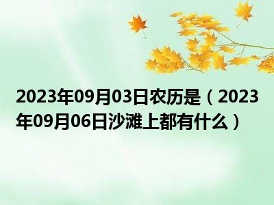 2023年09月03日农历是（2023年09月06日沙滩上都有什么）