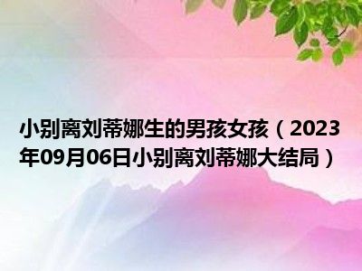 小别离刘蒂娜生的男孩女孩（2023年09月06日小别离刘蒂娜大结局）