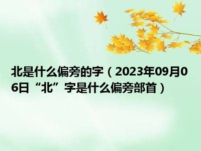 北是什么偏旁的字（2023年09月06日“北”字是什么偏旁部首）