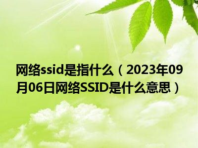 网络ssid是指什么（2023年09月06日网络SSID是什么意思）