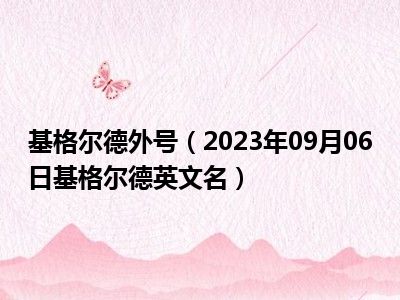 基格尔德外号（2023年09月06日基格尔德英文名）