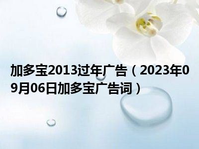 加多宝2013过年广告（2023年09月06日加多宝广告词）