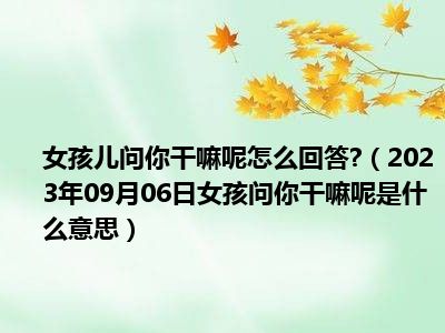 女孩儿问你干嘛呢怎么回答 （2023年09月06日女孩问你干嘛呢是什么意思）