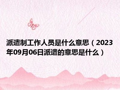 派遣制工作人员是什么意思（2023年09月06日派遣的意思是什么）