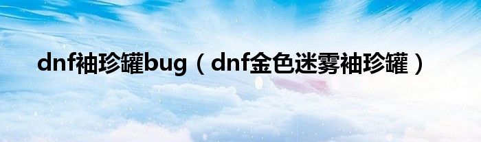  dnf袖珍罐bug（dnf金色迷雾袖珍罐）